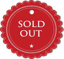 Bold 'SOLD OUT' Sticker with Vibrant Red and White Dotted Typography