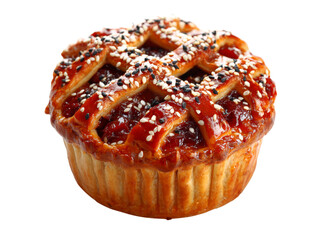 Fototapeta premium Delicious mini fruit pie topped with sesame seeds, Isolated On Transparent Background