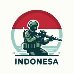 Indonesian Republic Army with a simple and minimalist flat design using a white background