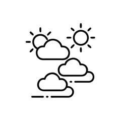 Obraz premium Sunny day with fluffy clouds line art illustration