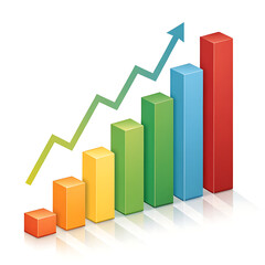 Colorful 3d bar graph showing upward trend and growth