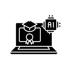 AI in Education black glyph icon.
