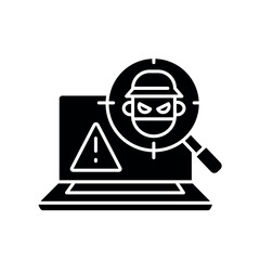 fraud detection black glyph icon.