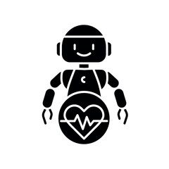 ai healthcare black glyph icon.