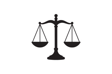 Justice Scale Icon silhouette vector with white background