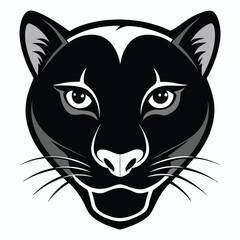 Intense black panther's face gazes forward, showing stark white details over monochrome hues