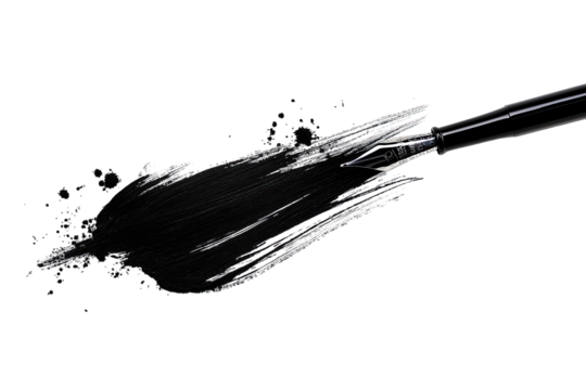 Black ink flowing from a pen