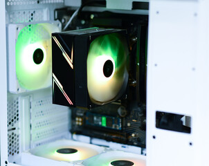 Inside the computer and devices boards fans RAM SSD