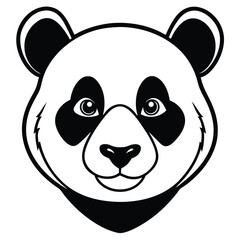 Monochrome panda face shows bold elements that make a charming animal symbol
