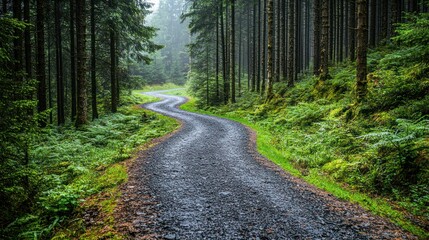 Winding forest road