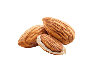 Delicious roasted almonds healthy snack food, Isolated On Transparent Background