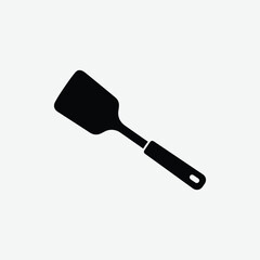 Download a high-quality black spatula vector silhouette on a clean white background, perfect for kitchen-themed designs, icons, prints, and digital projects.