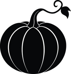 Silhouette Of A Pumpkin With Stem - Premium Design Element