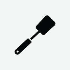 Download a high-quality black spatula vector silhouette on a clean white background, perfect for kitchen-themed designs, icons, prints, and digital projects.