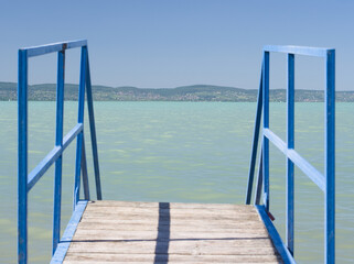 Blue Stairs Leading into Lake Balaton