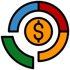 Money Chart outline flat Icon, Investment concept design in outline flat icon style