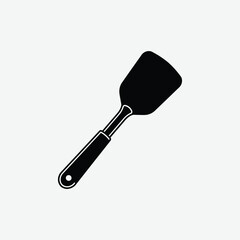 Download a high-quality black spatula vector silhouette on a clean white background, perfect for kitchen-themed designs, icons, prints, and digital projects.
