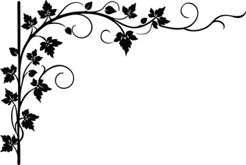Silhouette Of Corner Border With Fall Vines - Professional Grade Image