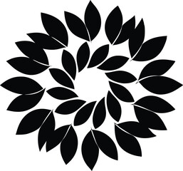 Silhouette Of Overlapping Leaves In Circle Layout - Premium Design Element