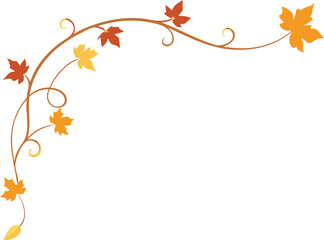 Corner Border With Fall Vines On Transparent Background - Autumn Themed Illustration