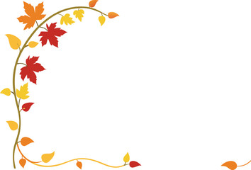 Corner Border With Fall Vines On Transparent Background - Seasonal Decor Concept