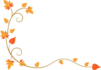 Corner Border With Fall Vines On Transparent Background - Nature Inspired Digital Art © rashelrs43