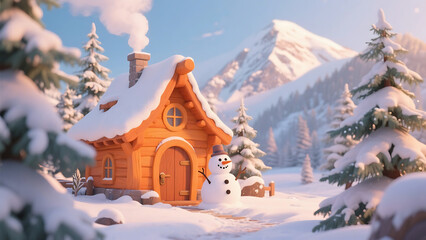 Fototapeta premium christmas house in the mountains