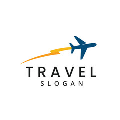 Fast Travel business logo flying plane logo Template with bolt symbol