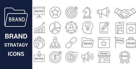 Brand Strategy Icons A Comprehensive Set of Line Art Graphics for Business Planning