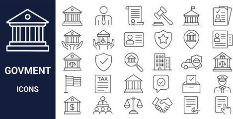 Government Icons A Comprehensive Set of Line Art Graphics for Websites and Applications