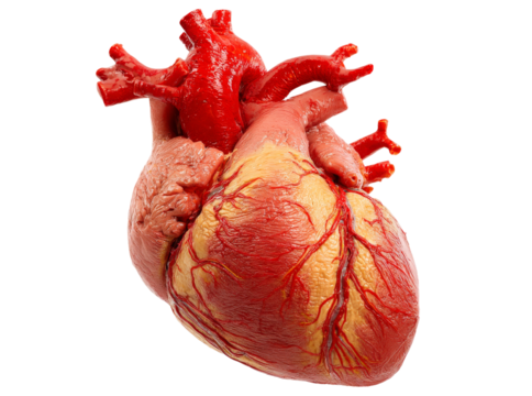 Human heart anatomy detailed model blood vessels, Isolated On Transparent Background