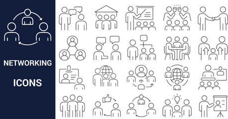 Networking Icons Essential Line Art for Business and Social Connections