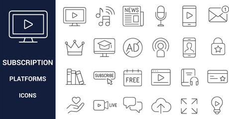 Subscription Platform Icons Streaming, Media, and Online Content