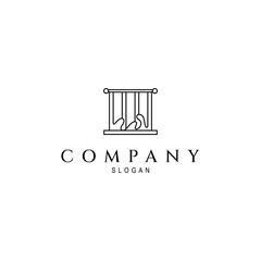 window blinds logo in line art design style