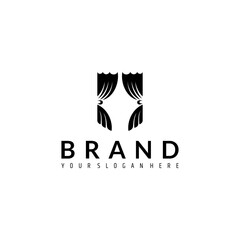window curtain logo with flat vector design style