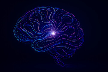 Illustration abstraite d'un cerveau num&eacute;rique lumineux, ideal pour blog ou article sur les reseaux neuronaux