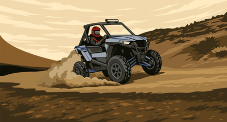 Buggy Adventure on Desert Trail illustration vector art