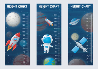Kids height chart with solar system planets