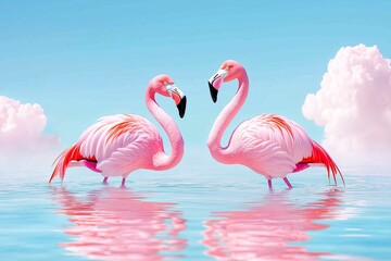Flamingo Heart Shape Photography for Love and Nature Designs – Wildlife, Romantic Birds, Tropical, Beach

