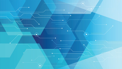 Abstract digital background featuring circuit line patterns and geometric shapes in blue tones ideal for tech use