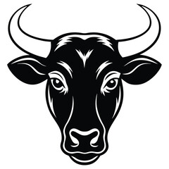 Intricate shows the detailed head of a bull with prominent horns