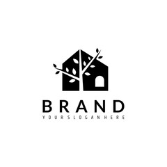 tree house logo in flat design style