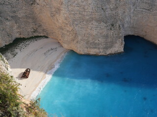 Iconic Navagio Beach with shipwreck and turquoise waters, Zakynthos, Greece