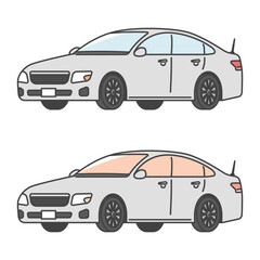 イラスト素材:覆面パトカー、日本の警察車両(フルカラー＆モノカラーSET)