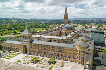 Aerial view of La Laboral City of Culture in Gijon, Asturias, northern Spain