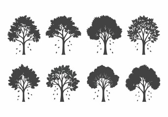 Tree silhouette nature autumn leaf symbol icons