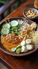 Indonesian gado gado with peanut sauce.
