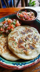 Salvadoran pupusas with curtido.
