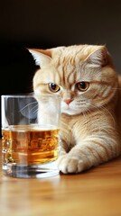 scottish fold cat with sweet liqueur.