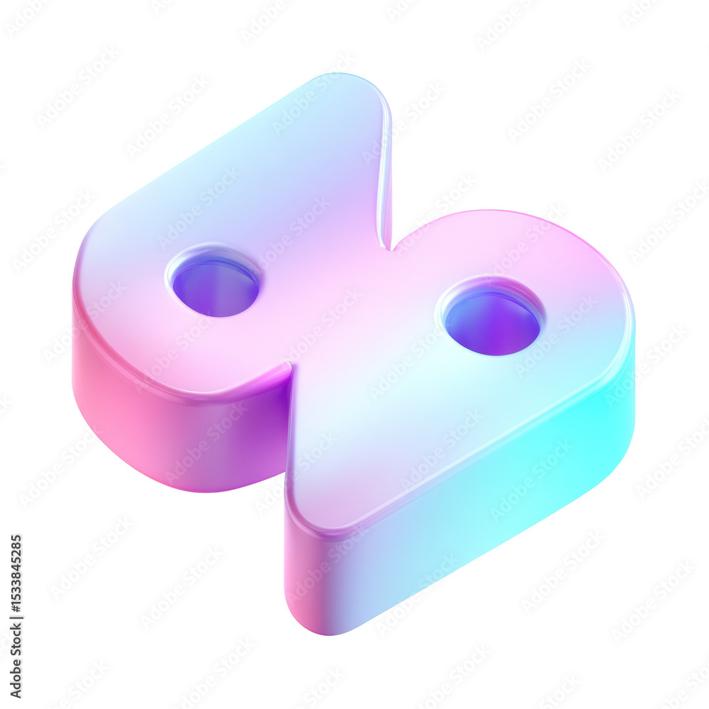 Poster abstract isometric shape with holographic gradient for modern design projects
